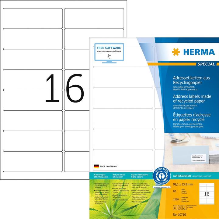 Actual product image HERMA Recycling labels A4