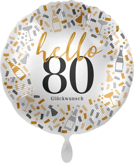 Produktbild Premioloon Folienballon Hello 80. Glückwunsch - leer (1 x)