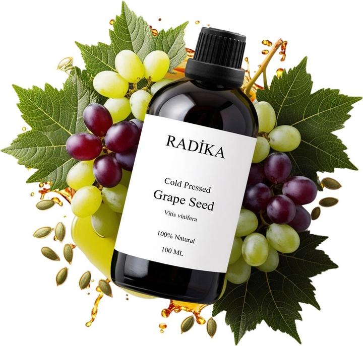 Produktbild Radika Traubenkernöl, Kaltgepresst, 100% Rein, BIO, natürlich, 100 ml (Körperöl, 100 ml)