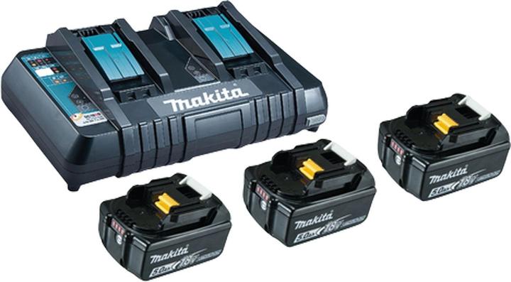 1x Makita DC 18 RD double chargeur rapide 14,4 V - 18 V LXT ( 196933-6 ) - 3x Makita BL 1850 B 18 V 5,0 Ah batterie