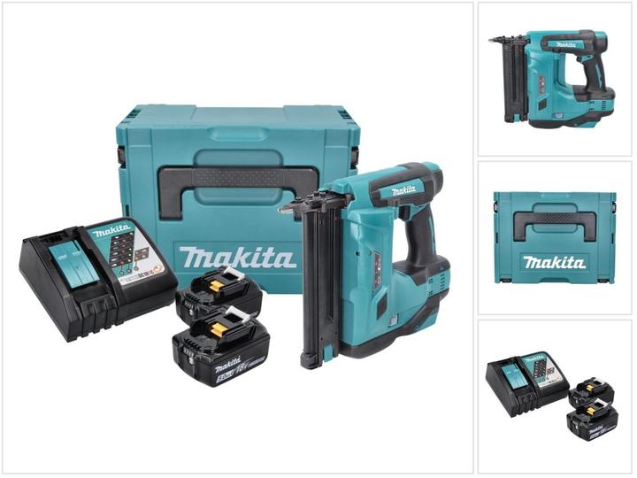 Produktbild Makita DBN 500 RTJ Akku Stauchkopfnagler 15-50 mm 90° 18 V mit 2x 5,0 Ah Akku und Ladegerät im MakPa