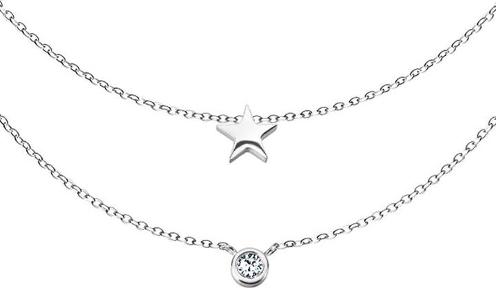 Produktbild Star Piercing Kette silber Anhänger Kristall und Stern (ohne Messing, Chirurgenstahl 316L)