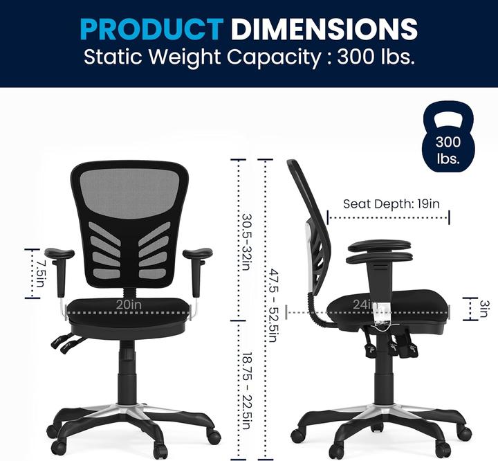 Image du produit Flash Furniture Chaise de bureau, filet noir