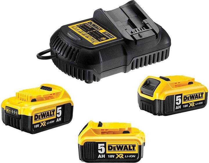 3 x packs de batteries Li-Ion DeWalt 18 V, 5.0 Ah, 1 x chargeur DeWalt DCB 115