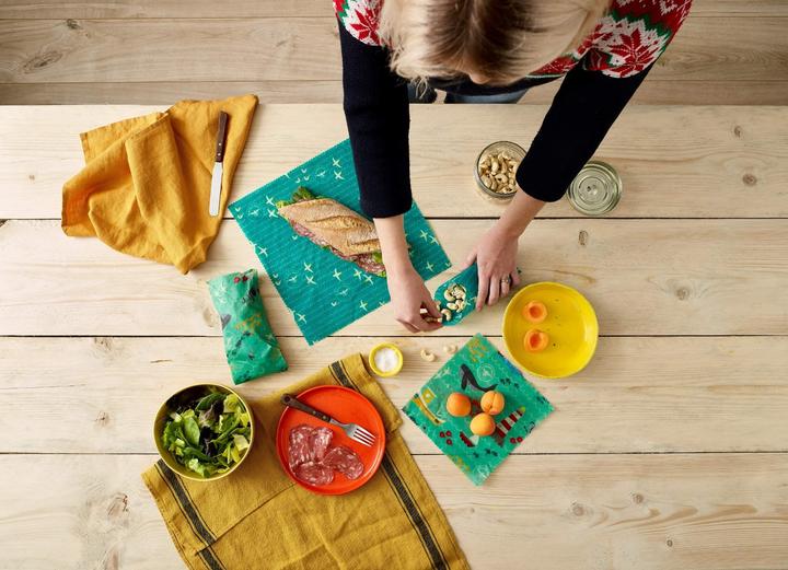 Image du produit The Beeswax Wrap Co. Lot de 3 lingettes à la cire d'abeille Medium Wraps Sea