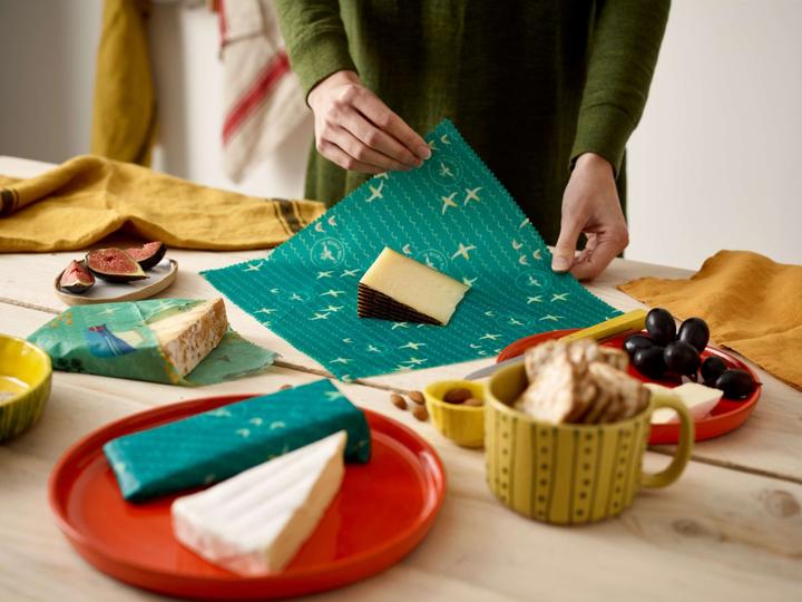 Image du produit The Beeswax Wrap Co. Lot de 3 lingettes à la cire d'abeille Medium Wraps Sea