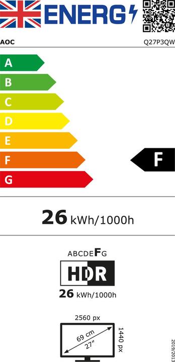 Energy Label AOC Q27P3QW (2560 x 1440 pixels, 27")