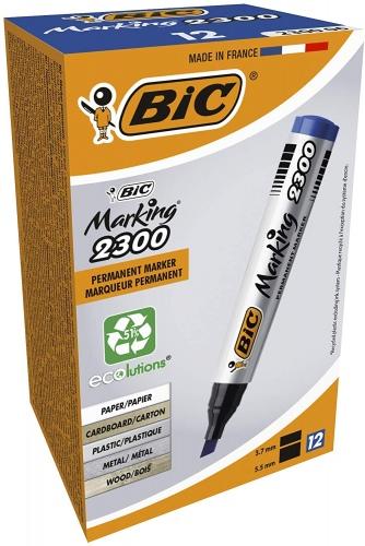 Image du produit Bic Marking 2300 ECOlutions Encreur permanent moyen Skrå Spids - Blå (Bleu, 12 x)