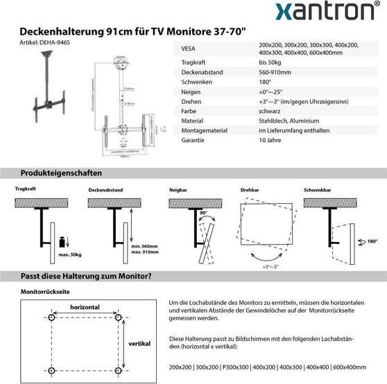 Image du produit Xantron DEHA-946S (Plafond, 70", 50 kg)