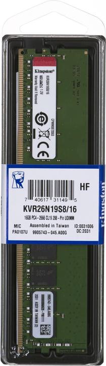 Produktbild Kingston ValueRAM (1 x 16GB, 2666 MHz, DDR4-RAM, DIMM)