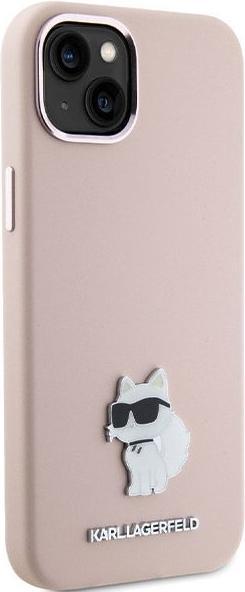 Actual product image Karl Lagerfeld KLHCP15SSMHCNPP iPhone 15 6.1" różowy/pink Silicone Choupette Metal Pin (Apple iPhone 13, Apple iPhone 14, Apple iPhone 15)