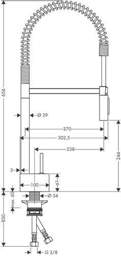 Image du produit hansgrohe AXOR Starck Mitigeur monocommandé pour cuisine, ComfortZone240, semi-pro, orientable