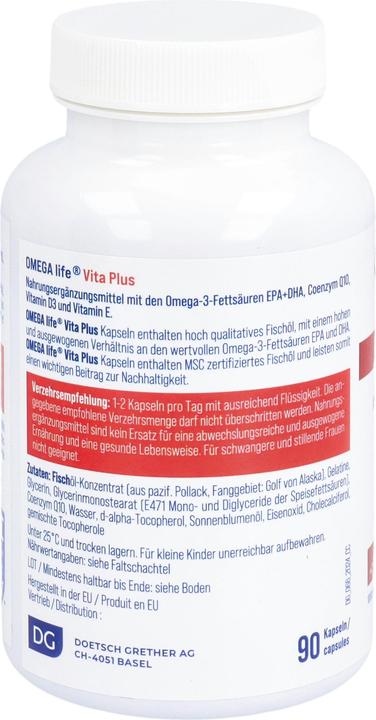Valori nutrizionali e ingredienti Omega-Life OMEGA Life Vita Plus Kaps Ds 90 (90 Pezzo/i, Pillole, 202 g)