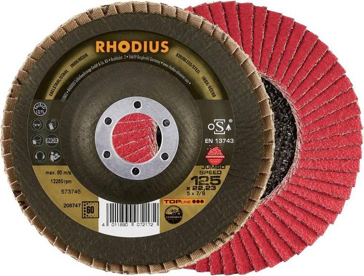 Actual product image Rhodius Flap disc JUMBO SPEED EXTENDED 125 x 22,23mm K60 INOX angular diameter mm 5 pcs. (60)