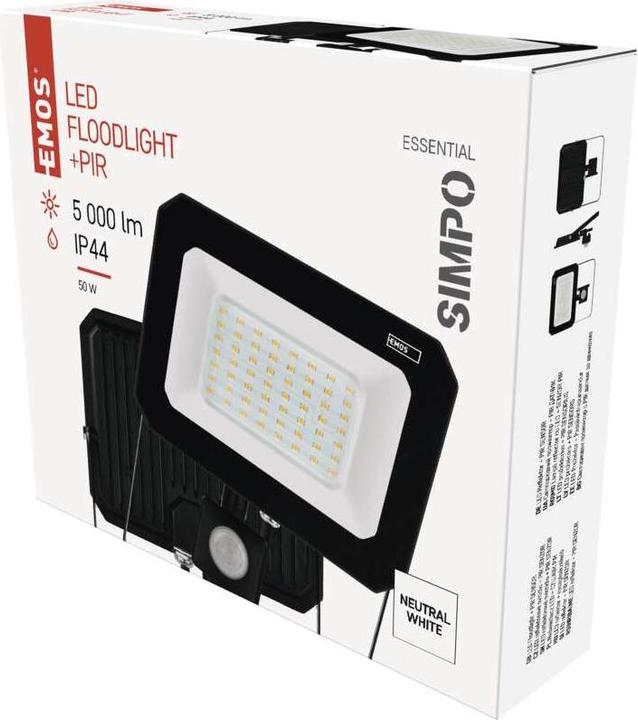 Actual product image Emos LED reflector SIMPO with motion sensor, 50 W, neutral white (5000 lm)