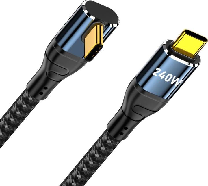 Produktbild PowerGuard USB-C Kabel 90° Winkel Flach 3m Data & Charge (male/male) PD 240W (3 m)