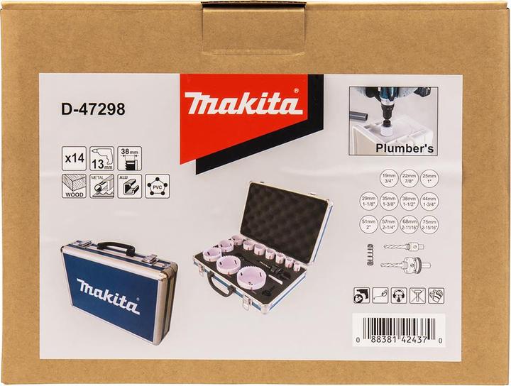 Produktbild Makita D-47298 (22 mm, 19 mm, 25 mm, 29 mm, 35 mm, 38 mm, 44 mm, 68 mm, 57 mm, 51 mm, 75 mm)