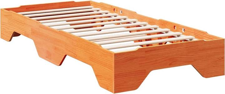 Actual product image VidaXL Solid wood bed without mattress Stackable wax brown 80x200 cm bed frame (80 x 200 cm)