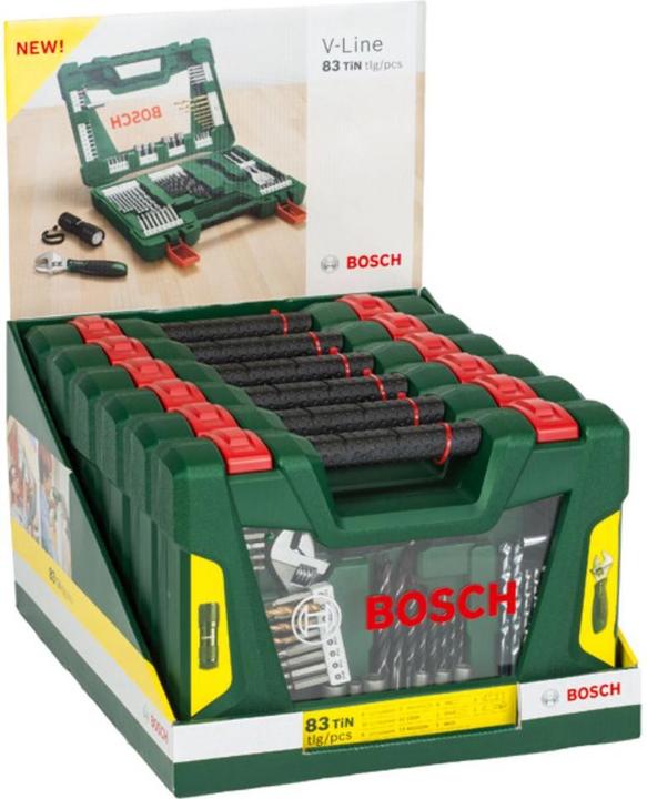 Actual product image Bosch Zubehör V-Line Box, 83-piece drill and bit set, LED torch, roller fork spanner