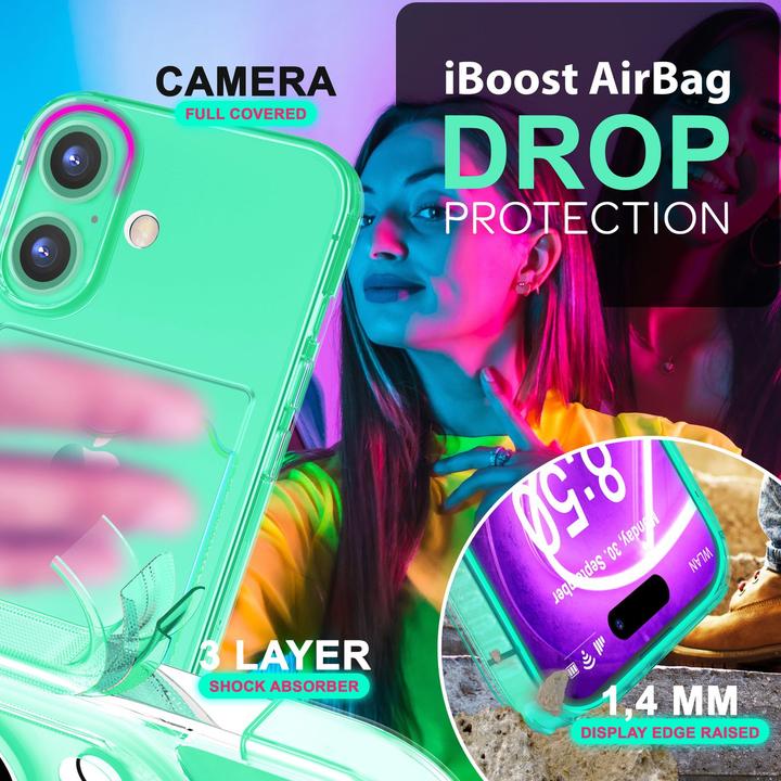 Actual product image Nalia Clear transparent neon silicone cover card holder (Apple iPhone 16 Plus)