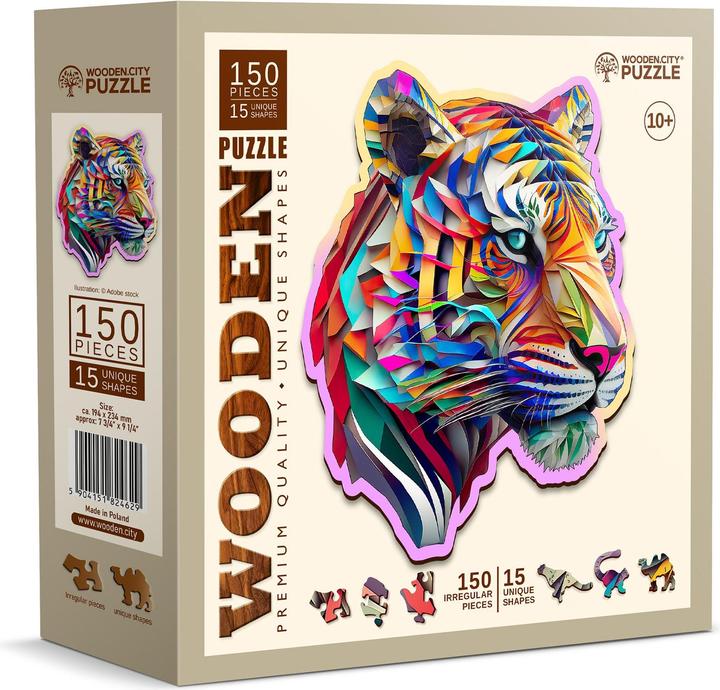 Immagine prodotto WoodenCity Puzzle di legno M Tigre colorata (150 pezzi)