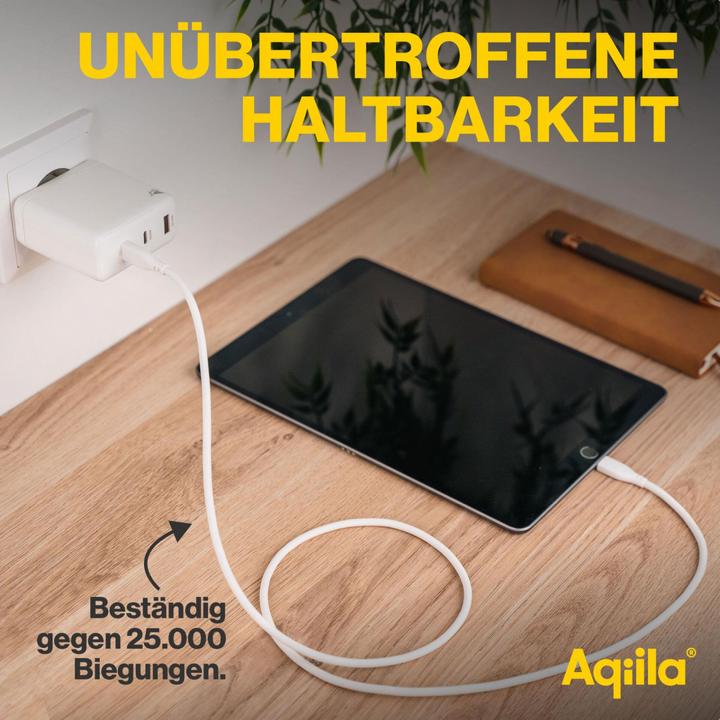 Produktbild Aqiila Cablebird CS12 - USB-C to USB-C Silicon cable, 60W (2m) - White (2 m, USB 2.0, 60 W)