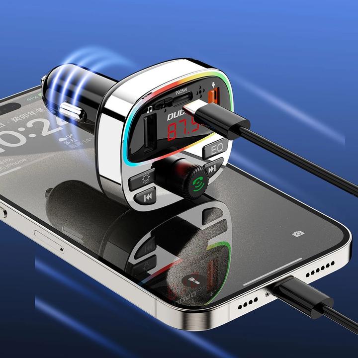 Produktbild Dudao R2PRO+ Transmitter with PD25W Bluetooth 5.3 RGB Charging Ports - Black and Silver
