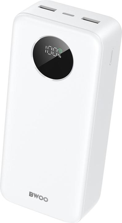 Actual product image Bwoo 22,5W 30000 mAh power bank with LCD screen, white (30000 mAh, 20 W)
