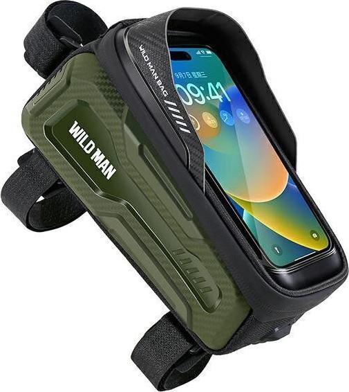 Actual product image Wildman Bicycle accessory traveling bag for bike frame with zipper 1L (4 "- 7") M20 green (1 l, Frame bag)