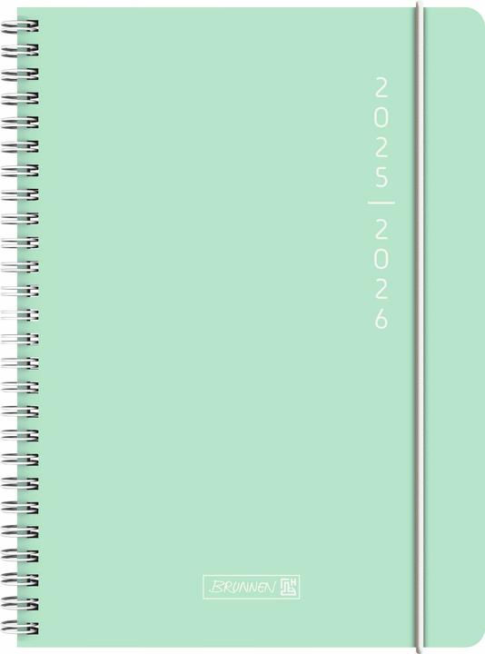 Actual product image BRUNNEN Schlerk Calendar (2025/2026) 'Plain Mint', 2 pages = 1 week, A5, 208 pages, PP cover (A5, English, Dutch)