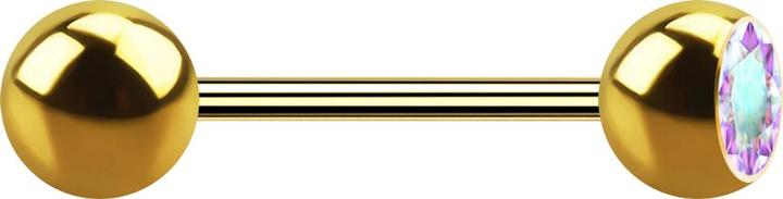 Immagine prodotto Star Piercing Micro bilanciere placcato oro con sfera e perline di cristallo multicolore (Acciaio chirurgico 316L, senza ottone)