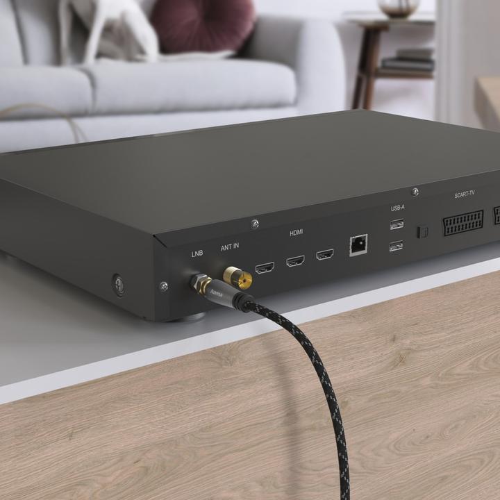 Actual product image Hama SAT connection cable, F plug - F plug, metal, gold-plated, 1.5 m, 120 dB (120 dB, Antenna cable)