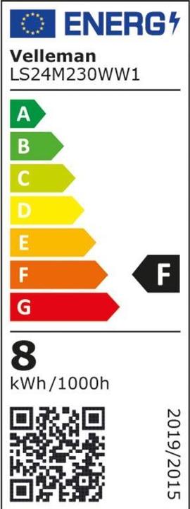Energie-Label Velleman FLEXIBLER LED-STREIFEN - WARMWEIss - 300 LEDs - 5 m - 24 V (500 cm, Indoor)