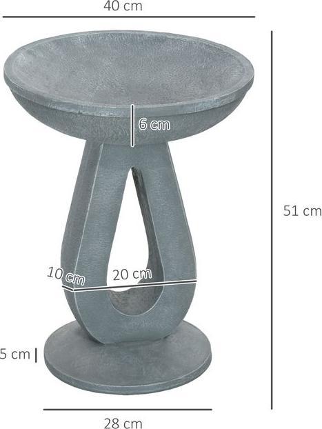 Image du produit Swisshandel24 Vogeltränke, Vogelbad mit Ständer, Stein-Look, Grau