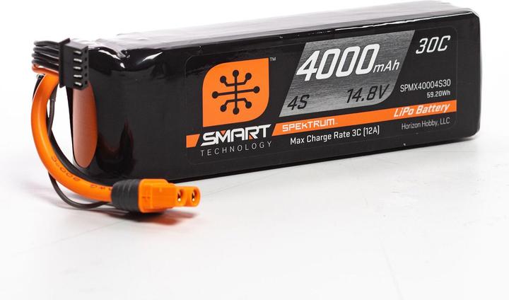 Image du produit Spektrum Pack LiPo 4000mAh 4S 14.8V Smart LiPo Battery 30C IC3 (14.80 V, 4000 mAh)
