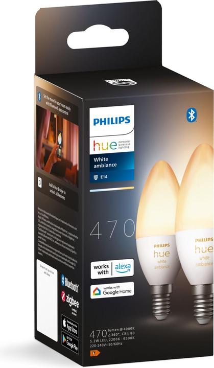 Actual product image Philips Hue White Ambiance BT (E14, 5.20 W, 470 lm, 2 x, G)
