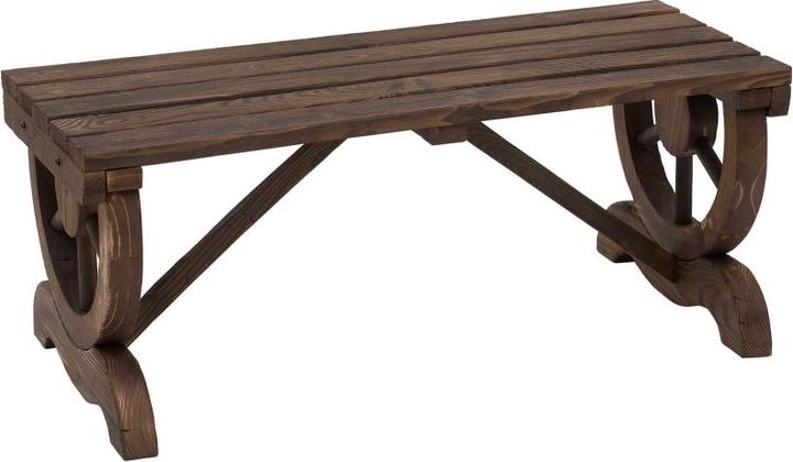 Produktbild Swisshandel24 Gartenbank Holz Wetterfest Sitzbank Gartenmöbel Rustikale Bank Natur 98 x 50 x 39,5 cm