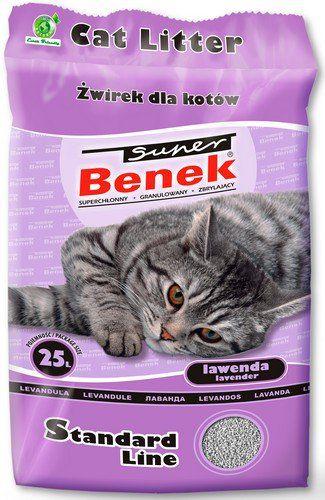 Super Benek Certech Standard Lavendel - Katzenstreu Klumpend 25 l (20 kg) (Klumpend, Schnell absorbierend, Parfümiert, 20 kg)