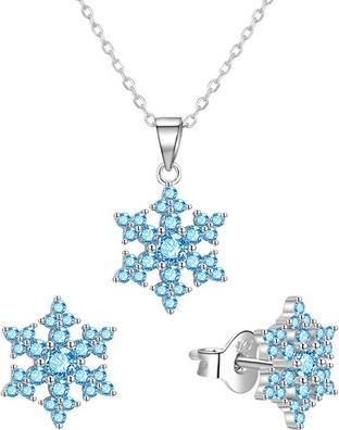 Agato Beautiful Silver Jewelry Set With Blue Zircons Agt-Set02lb Chain Pendant Earrings