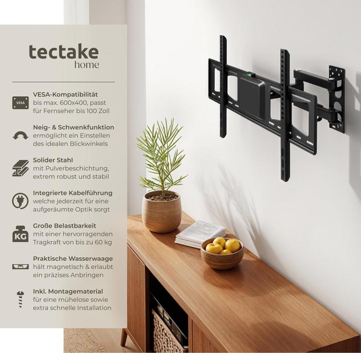 Produktbild tectake TV Wandhalterung (Wand, 60", 60 kg)
