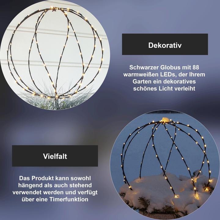 Image du produit Star Trading Lumière de jardin Decoration Sphere, 88 LED, Ø 40 cm, noir (IP44)