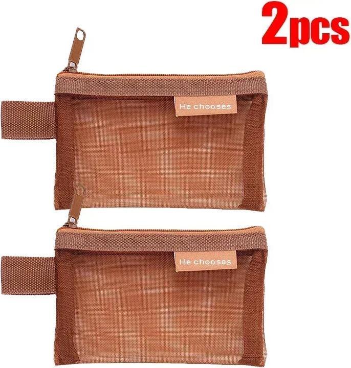 Image du produit Only-Bags.Store 2 Pcs Mini Mesh Stockage Sacs Multi-couleur Portable Porte-Monnaie Pièces Cosmétiques Bijoux Voyage