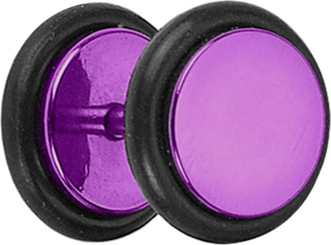 Produktbild Star Piercing Fake Plug violett mit O-Ring und Titanium Beschichtung (ohne Messing, Chirurgenstahl 316L)