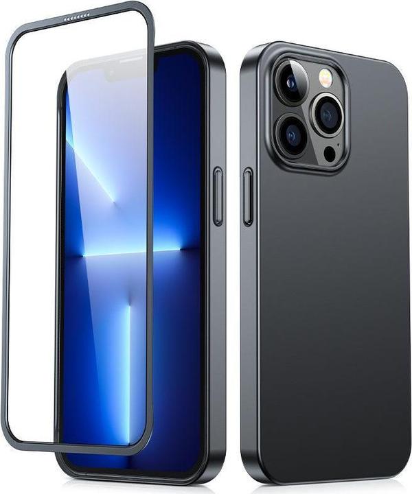 Actual product image Joyroom 360 Full Case front and back cover for iPhone 13 Pro + tempered glass screen protector black (1 Piece, Apple iPhone 13 Pro)