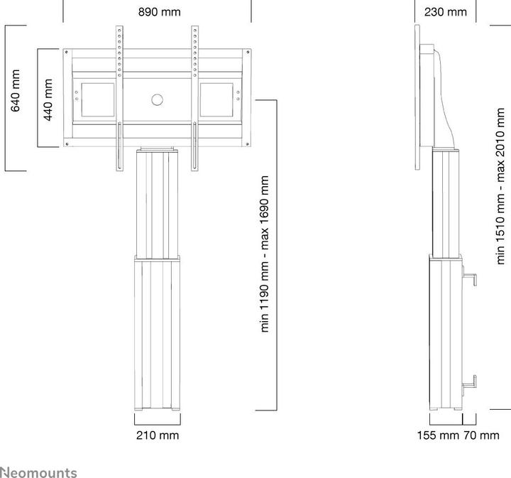 Actual product image Neomounts Plasma-W2500Black (Wall, 100", 150 kg)
