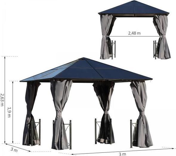 Actual product image Outsunny Garden pavilion with side panels and roof (300 cm, 300 cm)