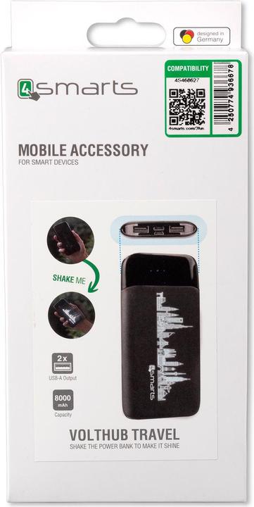 Actual product image 4smarts Powerbank VoltHub Travel 8000 mAh black (8000 mAh, 10 W, 29.60 Wh)
