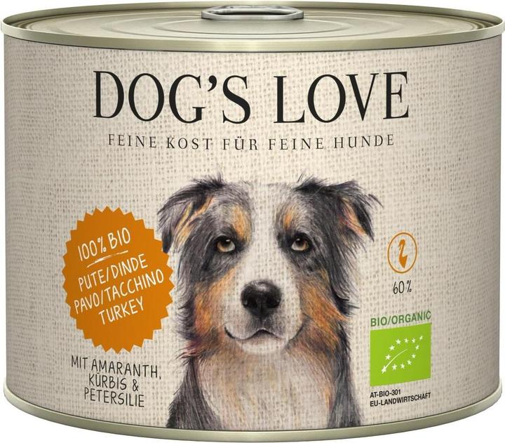 Produktbild Dog's love BIO Truthahn, Amaranth, Kürbis & Petersilie (Adult, 6 Stk., 239 g)