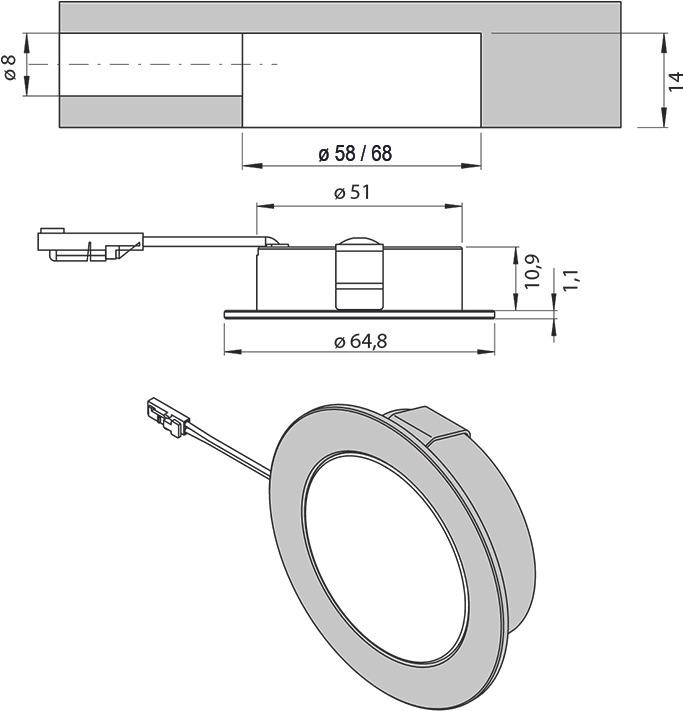 Actual product image L&S LED recessed/mounted lights Emotion Chip 68 12 V (300 lm)