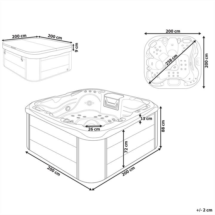Actual product image Beliani Whirlpool Outdoor white with LED square 200 x 200 cm LASTARRIA (5 pers.)